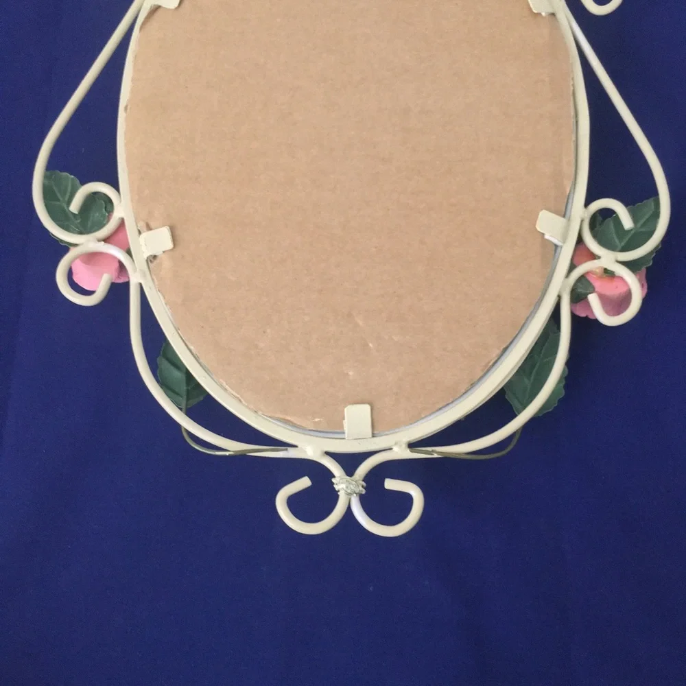 Vintage Oval Mirror with Pink Roses - Picture 10 of 10